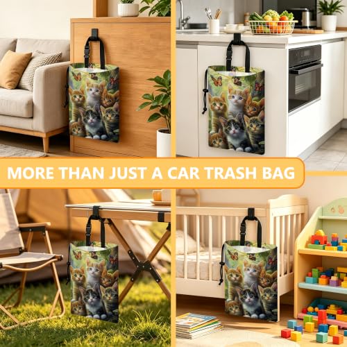 Car Trash Bag,Cute Cats Drawstring Car Garbage Bag with Adjustable Buckle - view 6