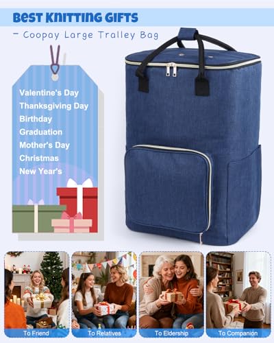 Portable Crochet Bag, Extra Large Yarn Storage for Crochet Accessories and Supplies, Yarn Bags with Wheels and Telescoping Handle, Durable Knitting Bag for Craft Enthusiasts - view 7