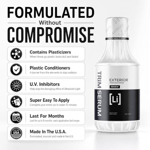 Trim Serum- Plastic Restorer for Cars- Restores Even the Most Damaged Plastic, Rubber, and Vinyl - Black Trim Restorer That Lasts For Months - Penetrates Plastic Pores Restoring Color (16 Oz) - view 3