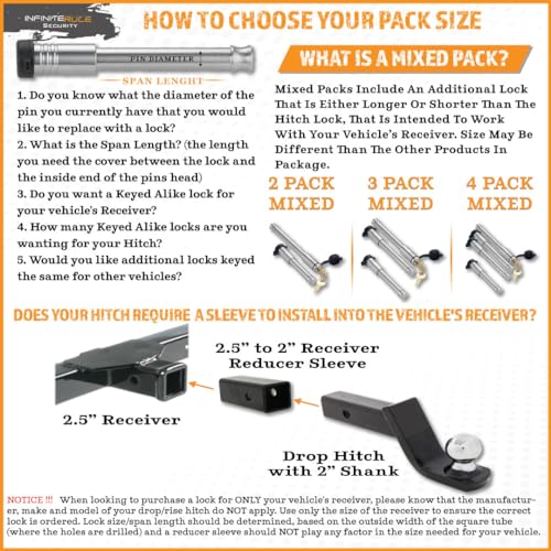 61653 | 3 Pack Mixed 2.5, Keyed Alike, Hitch Locks for B&W 2" & 2.5" Tow and Stow 10K LB & 18K LB - Includes Lock for 2.5" Receiver - view 5