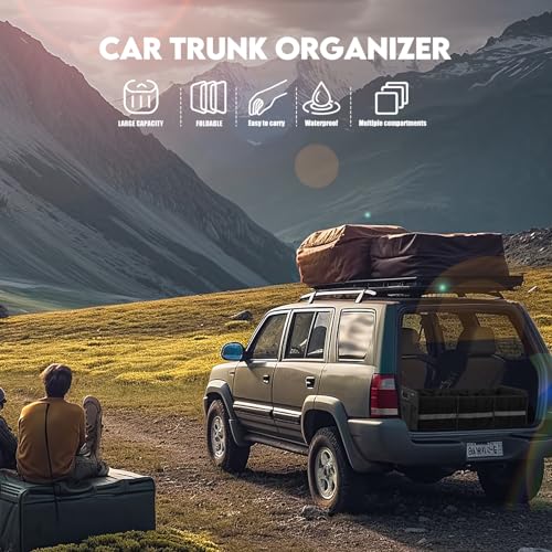 Trunk Organizer for Car， Collapsible Trunk Organizer with Multi Pockets, 3 Compartments Storage Organizer for Car SUV, Truck, Sedan - view 2