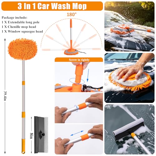 Car Wash Detailing Kit Cleaning Set with Foam Gun Sprayer, Long-Handle Brush, Large Wash Mitt, Towels, Complete Interior & Exterior Car Washing Supply Set (Orange) - view 2