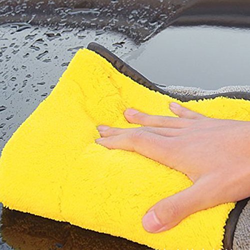 Ultrasoft, Large, Thick and Quick Drying Car Microfiber Cleaning Towel 800GSM Polishing Waxing Auto Detailing Towel Cloth (6pack,16 x 16inches) (Grey-Yellow) - view 6
