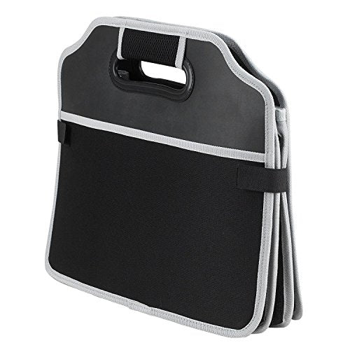 Fully Collapsible Portable Folding Flat Trunk Organizer for Storing Tools, Maps, Cleaning Supplies, Bottles, Groceries and More for Car SUV Truck in Black - view 2
