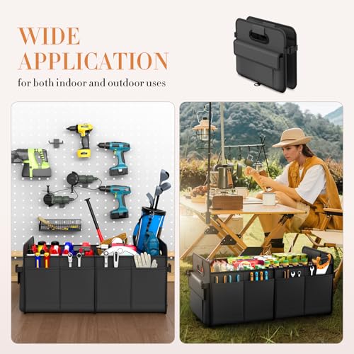 Trunk Organizer For Suv & Sedan,Car Organizers and Storage, Waterproof Collapsible & Adjustable Straps,70L Sturdy Car Organization for Car Accessories, Tools,Sundries,2-3 Compartment（Black - view 6
