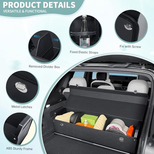 Car Trunk Organizer, Leather Trunk Organizer for Suv with Lid and Push-pull Handle Car Trunk Leather Storage Box Extra Large Cargo Storage (Black, 41.3 x 11.4 x 12.2in) - view 4