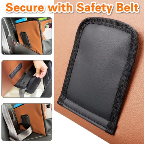 Leather Car Storage Organizer for back front Passenger Seat Brown - view 4