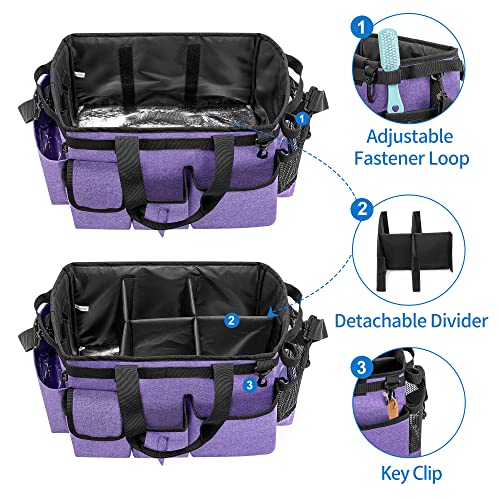 Large Wearable Cleaning Caddy Bag with Detachable Divider, Purple - view 3