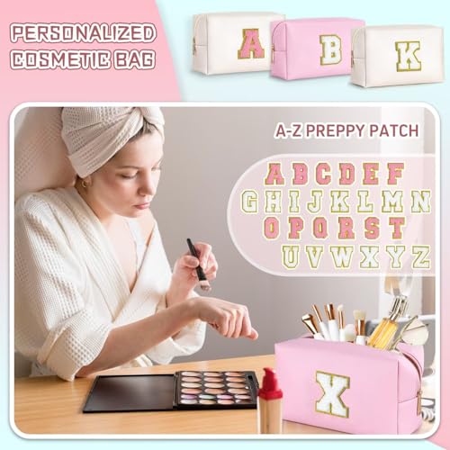 Makeup Organizer - Initial Makeup Bag, Desk Organizer Small Cosmetic Bag Desktop Cosmetic Organiser (Pink N) - view 3