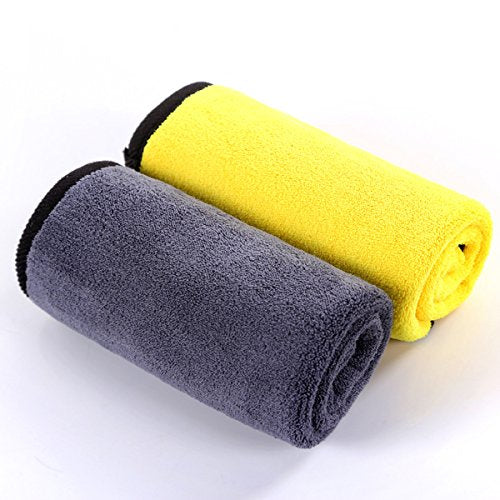Ultrasoft, Large, Thick and Quick Drying Car Microfiber Cleaning Towel 800GSM Polishing Waxing Auto Detailing Towel Cloth (6pack,16 x 16inches) (Grey-Yellow) - view 2