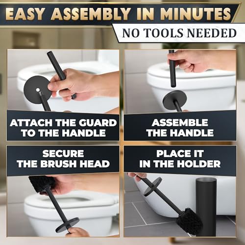 Black Toilet Brush and Holder Set, Matte Black Toilet Bowl Cleaner Brush - view 6