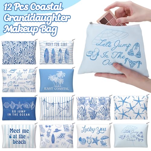 12 Pcs Beach Themed Gifts Ocean Cosmetic Bags Coastal Makeup Bags - view 5