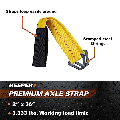 2” x 24” Premium Axle Tie Down Strap with D Rings - 3,333 lbs. Working Load Limit and 10,000 lbs. Break Strength,One Color - view 3