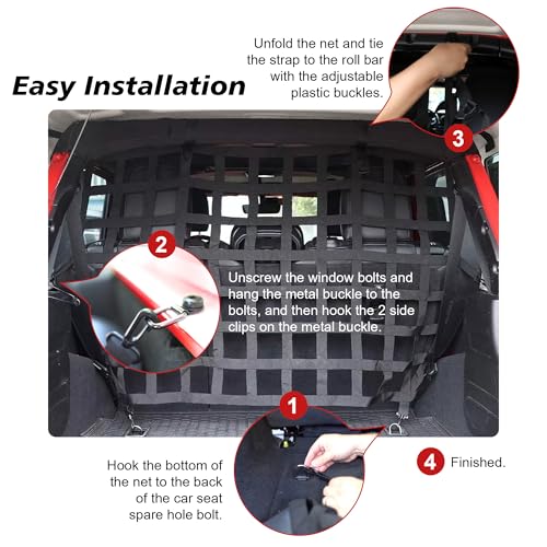 Dog Barrier Divider Net for Jeep Wrangler JK JL Unlimited 4-Door 2007-2026 - view 5