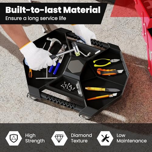 Rolling Tool Tray, Under Car Magnetic Moving Tray with 4 Swivel Casters, 55 LBS Capacity Caddy Tray, Tool Tray Creeper for Garage, Workshop, Automotive Repair, Mechanics - view 4