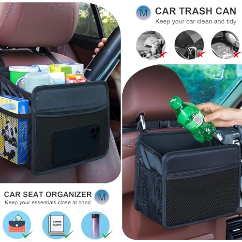 Car Seat Back Organizer Hanging Bag [2025 UPDATED] Foldable Backseat Storage Caddy with 5 Compartments & Adjustable Straps, Fits for Front/Back Headrest, Ultra-Durable - Black - view 5