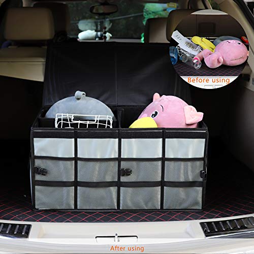 Car Trunk Organizer Collapsible Portable Multi Compartments Organizer with Non Slip Straps for SUV Truck Auto Vehicle Car Auto Minivan (Large Covered, Space Gray) - view 3