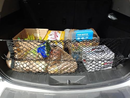 Rear Trunk Organizer Cargo Net for Buick Enclave 2008-2017 / Chevrolet Traverse 2009-2017 / GMC Acadia 2007-2016 / Saturn Outlook 2007-2010 – Envelope Style Cargo Net–Premium Mesh Car Trunk Organizer