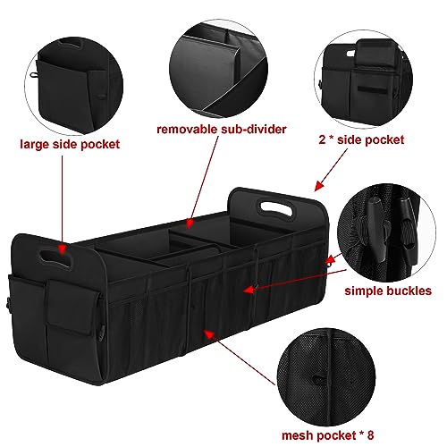 Large Capacity Trunk Organizer, Waterproof Car Accessory, Non-Slip, Foldable, Suitable for All Vehicles, Black - view 5