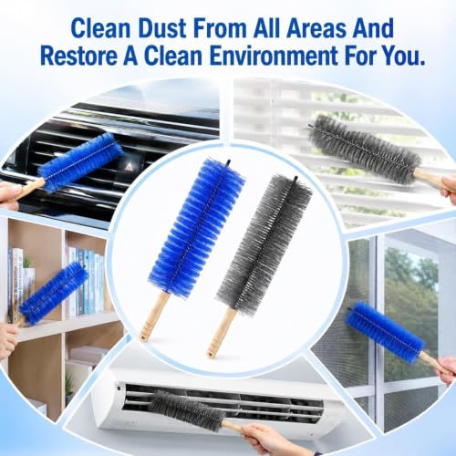 Fan Cleaning Brush, Microfiber Duster for Electric Fan and Blind, Reusable Cobweb Dust Collector, Non-Disassembly Cleaning (Blue, Grey, 2PCS) - view 4