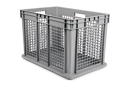 Hudson Exchange 24 x 16 x 16" Mesh Straight Wall Handled Storage Container Tote, Gray