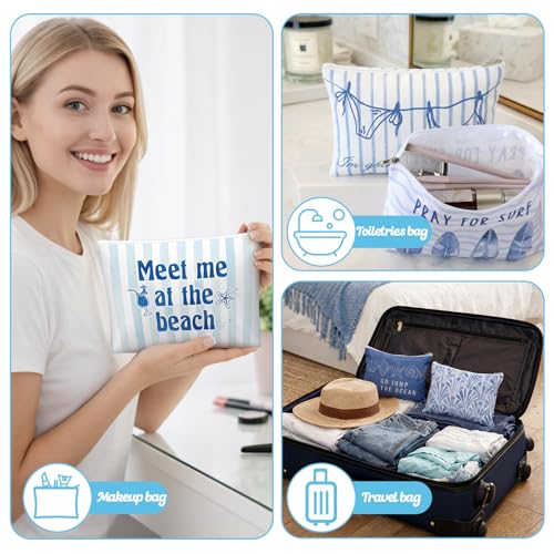 12 Pcs Beach Themed Gifts Ocean Cosmetic Bags Coastal Makeup Bags - view 6