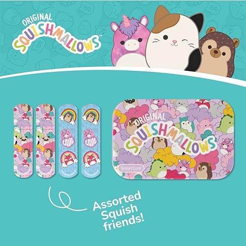 Squishmallow First Aid Kit Travel Essentials with Antiseptic Wipes, Cute Bandage Variety Pack for Kids, Latex-Free Gauze Pads and Bandages in Tin Case, 33PC - view 4