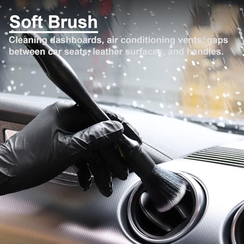 4 PCS Car Detailing Brush Set for Cleaning Interior or Exterior, Boars Bristle Detailing Brushes, Dusting Cleaning Supplies, Tool for Emblem, Air Vents, Wheels, Leather Upholstery Seat - view 4