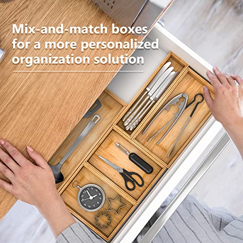 Bamboo Kitchen Drawer Organizer 9"x 6", Wooden Stackable Silverware Tray - view 2