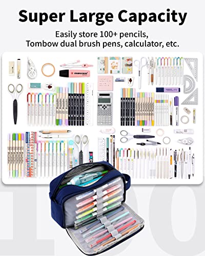 Big Capacity Pencil Pen Case, Upgraded Canvas Pencil Pouch Pencil Bag - view 2