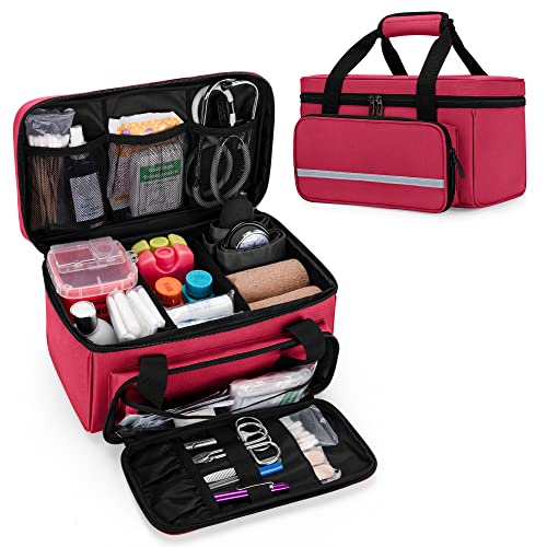 Empty First Aid Kits Case, Family Medical Supplies Storage Bag, Red