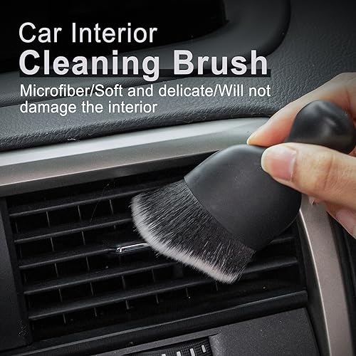 Car Detailing Brushes, Car Interior Dust Sweeping Soft Brush, Soft Bristles Brush Cleaning Tool for Automotive Dashboard, Air Conditioner Vents, Computer, Scratch Free(Black with White) - view 4