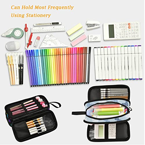 Blue Butterflies Big Capacity Pencil Pen Case, Multi-Purpose Makeup Bag Organizer Storage Pouch for Office College School Hiking Travel - view 5