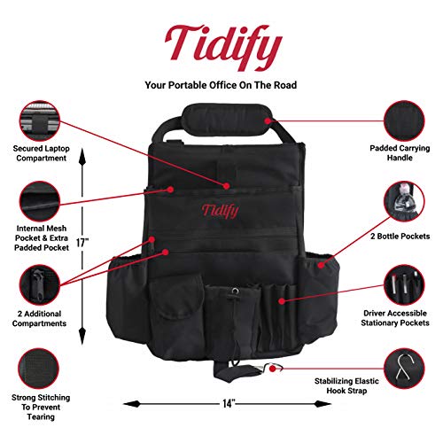 Car Front Seat Organizer [2025 UPDATED] with Dedicated Tablet and Laptop Storage Stabilizing Side Straps Soft Adjustable Shoulder Strap and Hardened Buckles Your Office Away from Office. - view 5