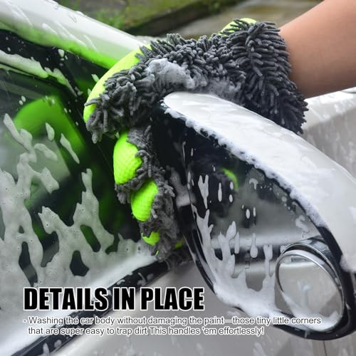 Car Wash Mitt,Microfiber Scratch Free,Detailing Cleaning Gloves,2Pack - view 7