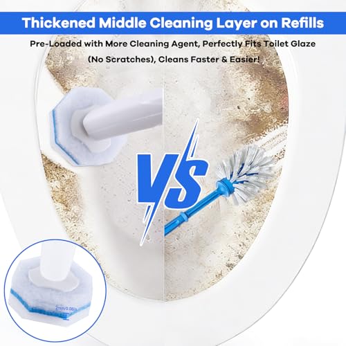 Disposable Toilet Brush and Holder Set, 50pcs Thick Refills for Clorox Wand - view 4