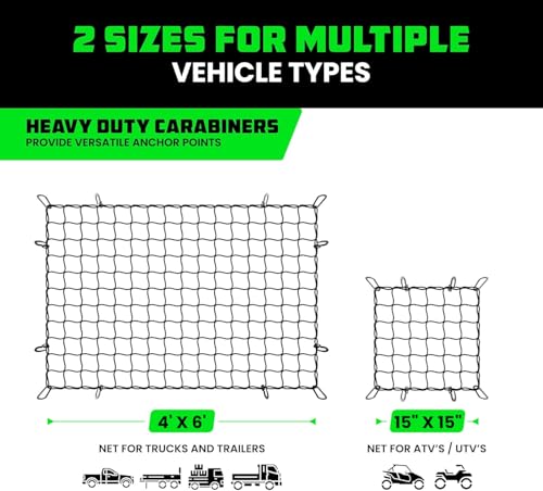 Bungee Cargo Net Set - Truck Bed Net with Carabiners & Case - view 4
