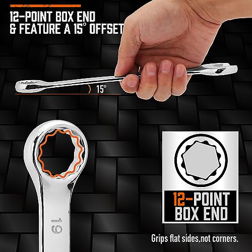 12-Piece Metric Wrench Set | Combination Wrench Set with Organizer | 12 Point | 8mm - 19mm | Chrome Vanadium Steel - view 4