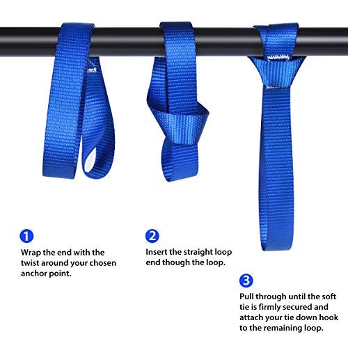 Soft Loop Tie Down Straps (8 Pack) 1800Lbs Load Capacity, 4800Lbs Breaking Strength Heavy Duty Tie Down Loops for Securing ATV UTV Motorcycles Scooters Dirt Bikes Lawn Garden Equipment - view 2