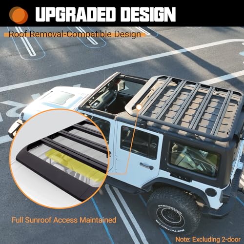 Aluminum Half Roof Rack for 2007-2018 Jeep JK JKU, 400lb Capacity - view 6