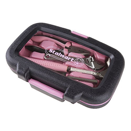 15-Piece Household Hand Tool Set with Carry Case – Tool Kit with Screwdrivers, Pliers, and Wrenches – Great for Home or Car (Pink) - view 2