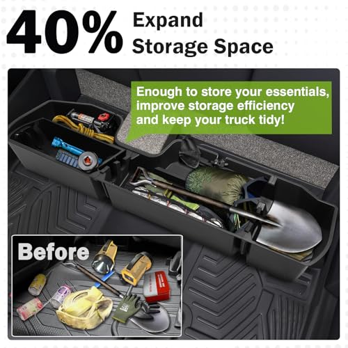 Under Seat Storage for 2019-2026 Chevy Silverado 1500/GMC Sierra 1500 & 2020-2025 Silverado/Sierra 2500HD/3500HD, ABS 6PCS Kit with Mesh Pocket & Inner Bin, Silverado Accessories Black - view 4
