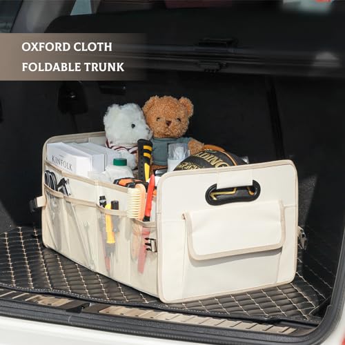 Car Trunk Organizer, Car Organizers and Storage Collapsible Multi Compartment Container Box, Adjustable Car Accessories for SUV Sedan Truck, Standard Size, Beige - view 2