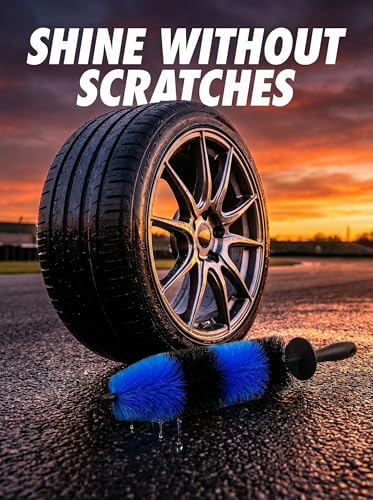 Wheel & Tire Brush, Long Soft Bristle, Easy Reach for Rims (Blue) - view 5