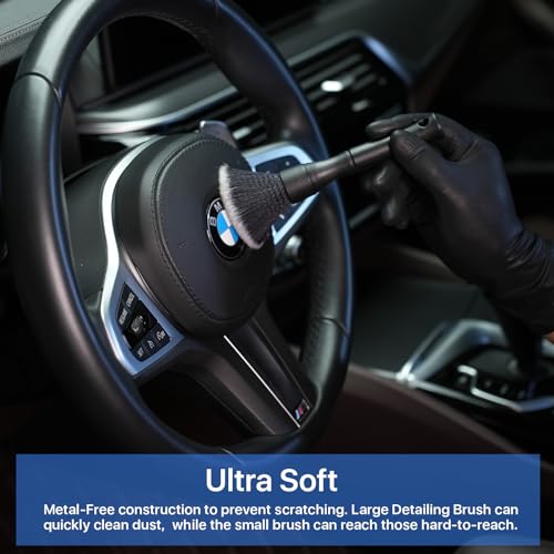 Curveball Detail Brush, Car Ultra Soft Bristles Detailing Brushes, 4PCS Professional Auto Cleaning Brush, Covers Large Area Inside or Outside Vehicles, Exterior Interior Brush- Gray - view 5