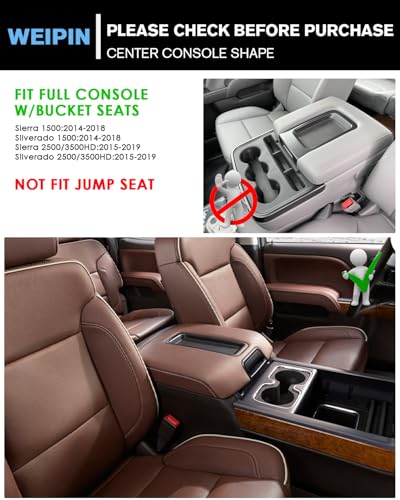 For 3PCS Center Console Organizer Tray&Console Tray Compatible with 2014-2018 Chevy Silverado/GMC Sierra 1500& 2015-2019 Silverado&Sierra 2500HD/3500HD - Full Console w/Bucket Seats Only - view 2