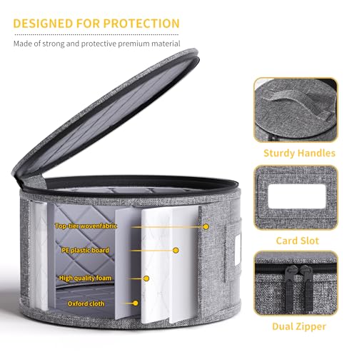 China Storage Containers Hard Shell Box for Moving Dishes, Plate, Wine and Glasses, Dinnerware, Mugs, Saucers Quilted Organizer Dividers for Packing Fine China Storage Containers 5Piece Grey - view 3