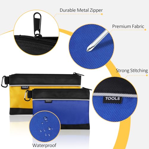 4 Pack Tool Pouch, Small Tool Bag with Zipper, 1680D Oxford Tool Pouches - view 3