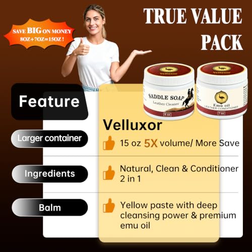 Leather Boot Care Kit, Emu Oil, Saddle Soap for Leather, Professional Leather Cleaner & Conditioner for Horse Tack, Shoes, Bags, Couch, Cowboy & Wood, Deep Clean Moisturize, Repair & Nourish - view 3