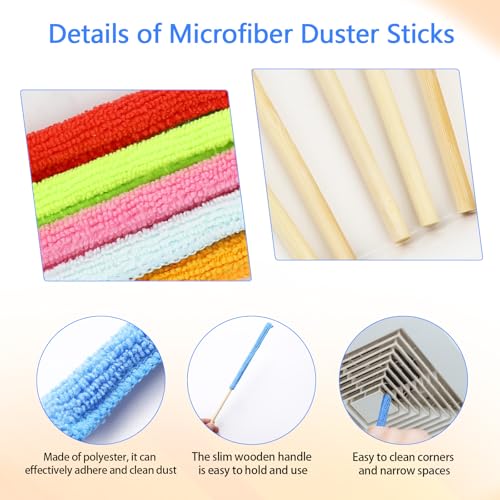 6 Pcs Mini Dusters for Cleaning Microfiber Detail Duster Sticks Fan Cleaning Brush Crevice Cleaning Tool AC Vent Cleaner Fan Blade Cleaner Dusters for Cleaning Home Car Window Blind - view 3